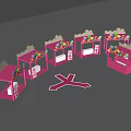 Pink Interactive Zone With Multiple Booths Decorations And Cross Arrows