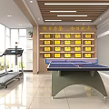 Company Activity Room With Honor Display Shelves Treadmill And Ping Pong Table