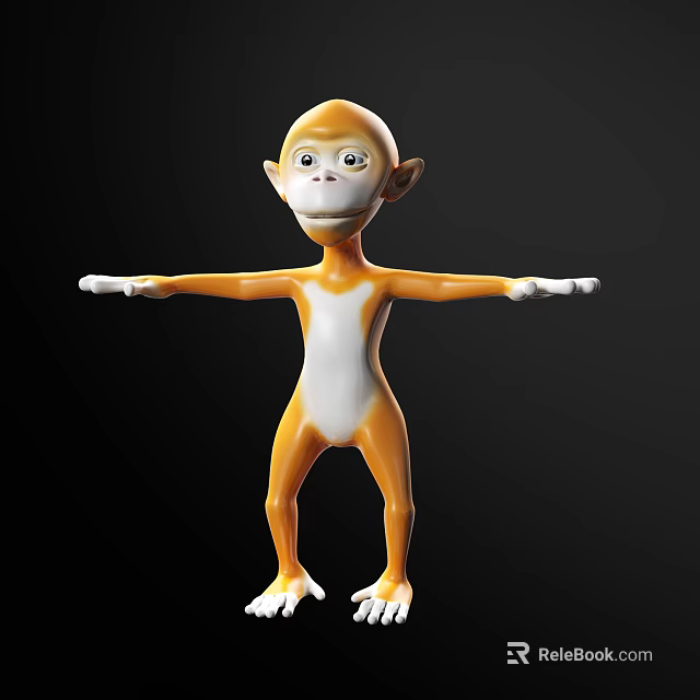 Cartoon Style Orange White Monkey Doll With Outstretched Arms And Friendly Look 3d model 