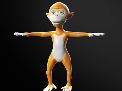 Cartoon Style Orange White Monkey Doll With Outstretched Arms And Friendly Look 3d model