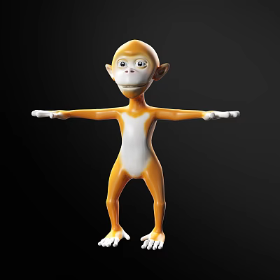 Cartoon Style Orange White Monkey Doll With Outstretched Arms And Friendly Look 3d model