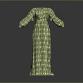 Green Striped Long Sleeved Dress With Flowy Silhouette And Timeless Style