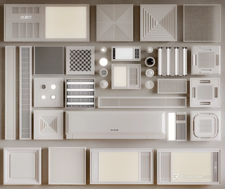 Variety Of Air Conditioner Vents Design And Layout 3d model 