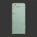 Vintage Light Blue Refrigerator With Worn Out Finish And Classic Design