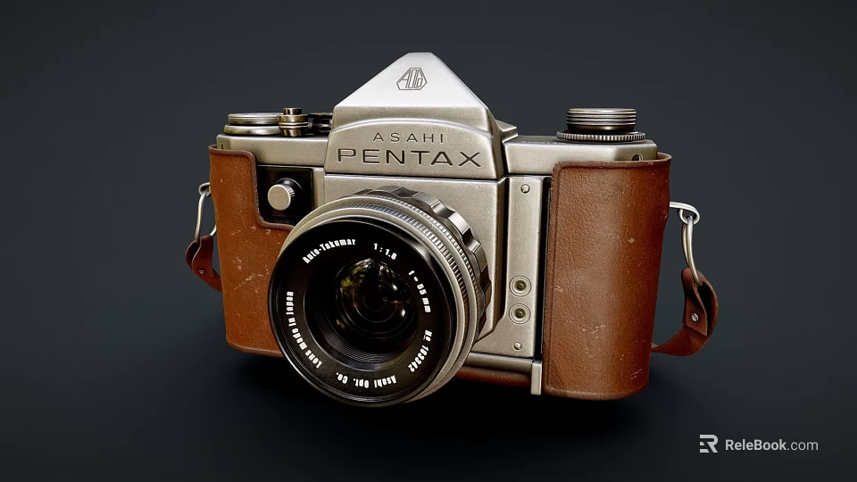 Vintage PENTAX Digital Camera With Classic Leather Body And Black Lens Design 3d model 