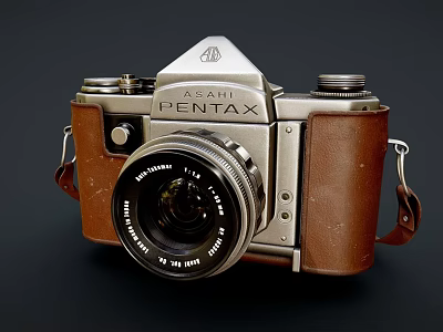 Vintage PENTAX Digital Camera With Classic Leather Body And Black Lens Design 3d model Vintage PENTAX Digital Camera With Classic Leather Body And Black Lens Design 3d model