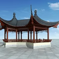 Traditional Chinese Pavilion With Curved Eaves Wooden Structure And Multi Layered Roof Design