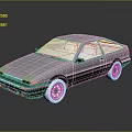 Classic Two Door Dark Blue Car With White Wheels And Sleek Body Design
