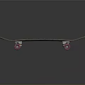 Black Skateboard With Green Decorative Lines And Pink Wheels For Daily Use