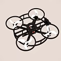 Black Frame Quadcopter Drone With Four White Propellers And Central Design 3d model