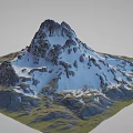 Garden Landscape Showcasing Snow Capped Rocky Peak Clear Rock Textures And Green Foot Vegetation