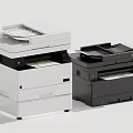 White and Black Multifunction Office Printers With Scan Copy Print Features 3d model