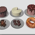 Delicious Assorted Desserts With Chocolate Cakes Cream Cakes Donut And Chocolate Pieces