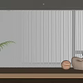 Modern White Vertical Blinds Living Room Interior With Chair And Plant