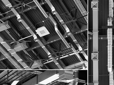 Industrial Ceiling Piping System With Structural Metal Supports And Ventilation Ducts 3d model