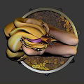 Anime Female Figure With Long Blonde Hair Crown Black Bikini Sitting On Golden Base