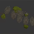 3D Scene Construction Components With Trees Rock Formations And Tower Structure