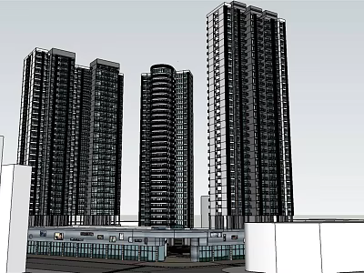 Modern High Rise Residential Towers With Glass Facades And Contemporary Design 3d model
