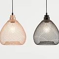 Modern Copper and Black Pendant Lights with Decorative Mesh Shades for Home Interior