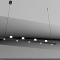 Modern Linear Chandelier With Sleek Metal Frame And Four Glass Shade Bulbs