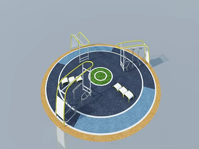 Outdoor Playground Swing Door With Climbing Frames Green Circle and Seats 3d model