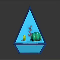Pyramid Shaped Transparent Container as Display Device with Micro Ecosystem and Green Plants