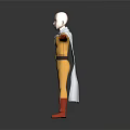 Game And Movie Character With Bald Head Yellow Jumpsuit Red Gloves Boots And White Cape