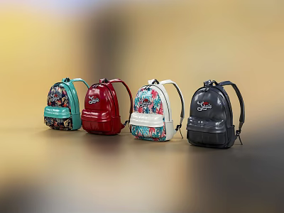 Trendy Colorful Backpacks Featuring Floral Patterns And Multiple Designs For Fashionable Use 3d model