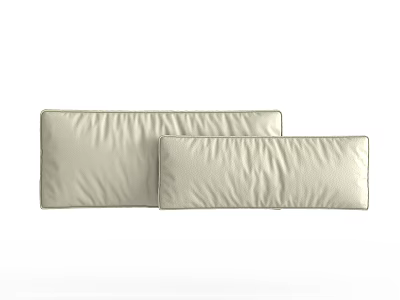 Two Beige Rectangular Textured Faux Leather Decorative Couch Pillows for Living Room 3d model