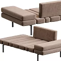 Modern Beige Chaise Lounge With Cushioned Seats Metal Legs And Comfortable Design