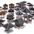 Chinese style pavilion hexagonal pavilion 3d model