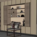 Modern Luxury Wooden Tea Cabinet With Open Shelves Tea Sets And Decorations In Living Room