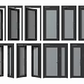 Modern Home Swing Doors Featuring Glass Panels And Different Open Styles 3d model
