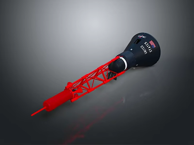 Aerospace Rocket Component Featuring Red Frame And Black Structure For Space Exploration 3d model