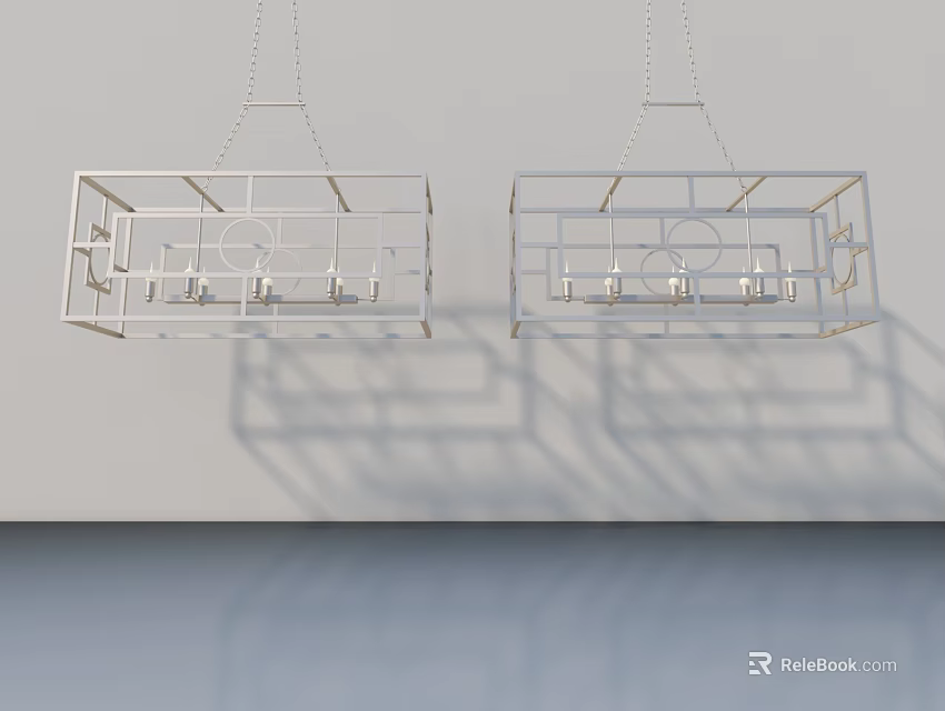 Modern White Swing Door With Metal Frame And Geometric Design Elements 3d model