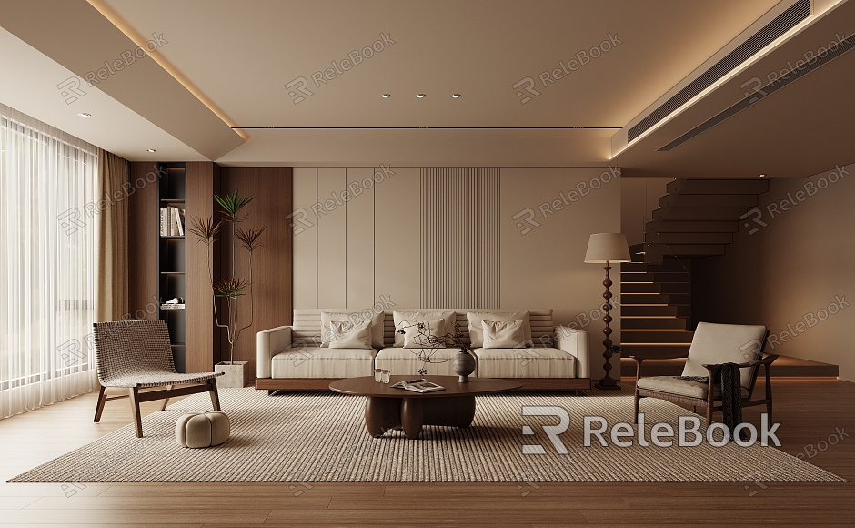 Medieval Living Room Quiet Wind Living Room New Chinese Style Living Room Zen Combination Sofa model