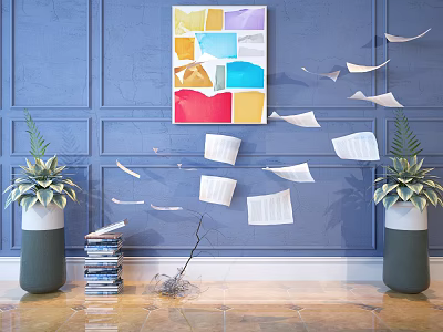 Modern ornaments combination flying paper ornaments combination 3d model