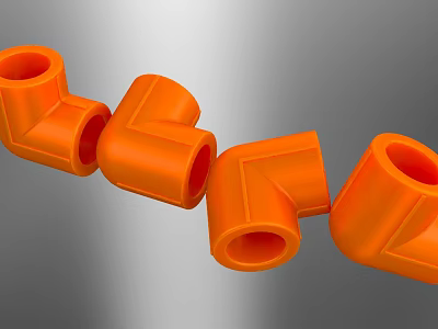 Orange Plastic Pipe Elbow Fittings For Plumbing Connections And Systems 3d model