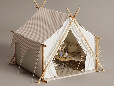 Camping tent camping outdoor table and chair combination 3d model