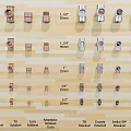Hardware display board water supply and drainage parts display board three-way four-way elbow valve live connection core pipe hoop 3d model
