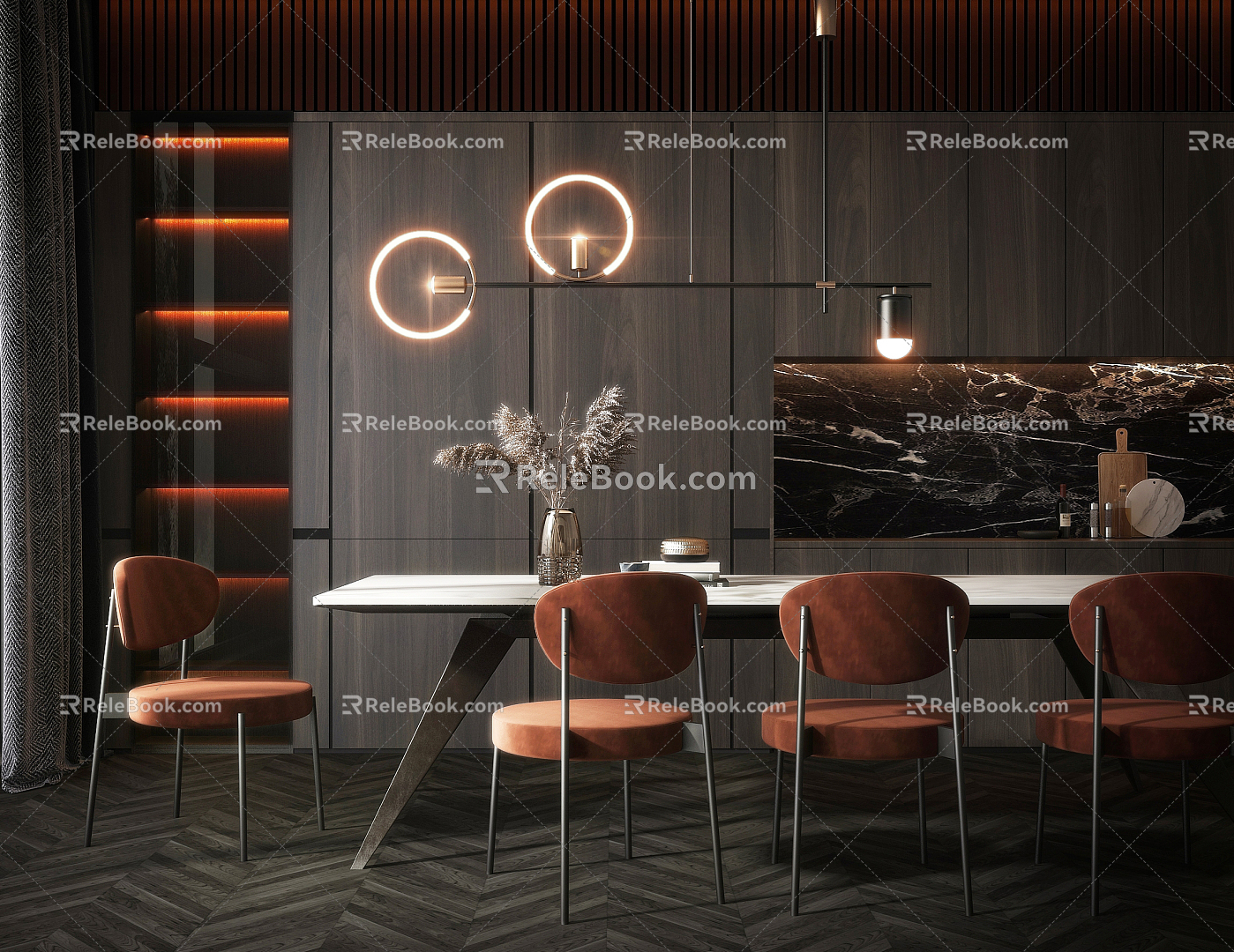 Modern Dining Table and Chair Combination 3d model