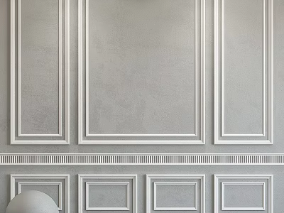 White Gypsum Molding Wall Decoration With Upper And Lower Rectangular Panels Design 3d model