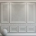 White Gypsum Molding Wall Decoration With Upper And Lower Rectangular Panels Design 3d model