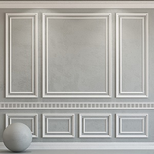 French plaster line plaster line wall panel 3d model