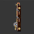Steampunk Copper Clock With Green Dial Metal Knobs And Gear Components 3d model