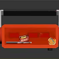 Red Retro Radio With Antenna Grille And Control Knobs Design