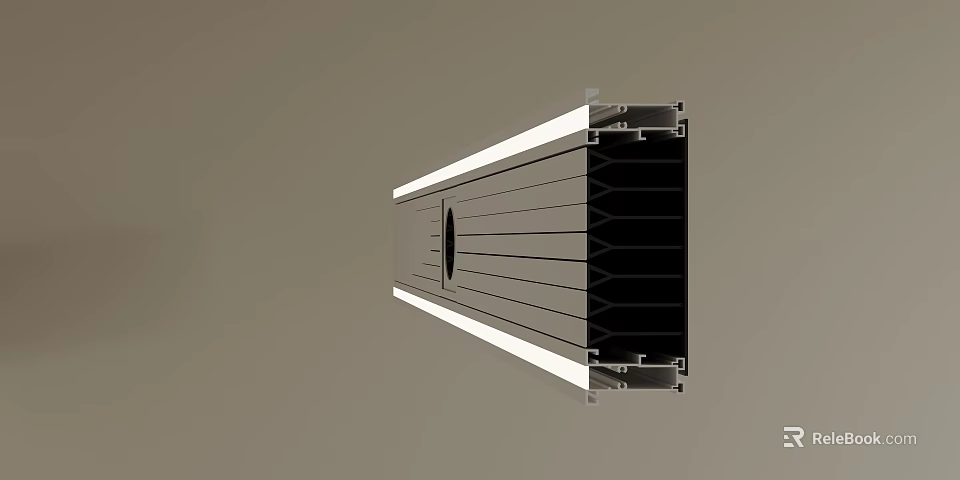 Modern Air Conditioner Vent With Metallic Grille And Sleek White Accent Trim Design Structure 3d model 
