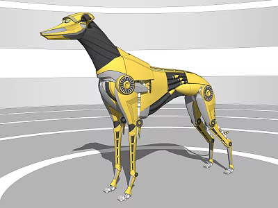 Smart Machine Robotic Dog With Yellow Mechanical Design And Gear Details 3d model