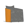 Modern Single Sofa With Gray Main Body Orange Side Panel And Comfortable Cushion Design
