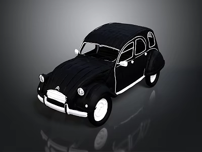 Black Vintage Classic Car With Retro Design And Sleek Body Style 3d model